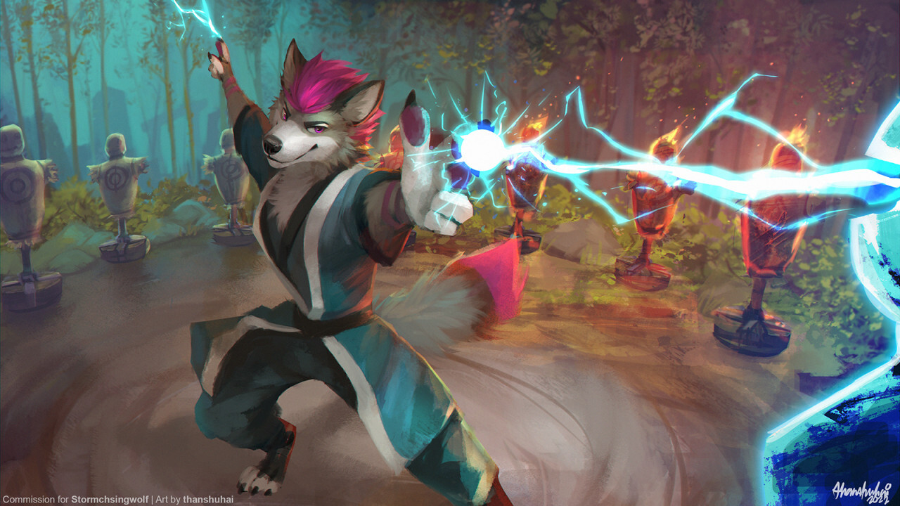 Magic - Furry, Anthro, Art, Furry wolf, Thanshuhai