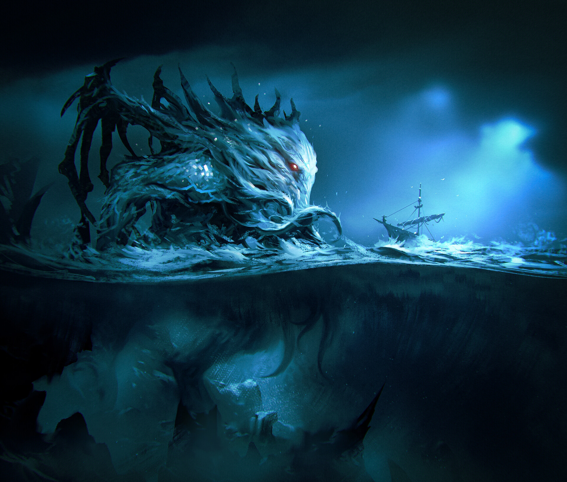 Fantastic art from the artist under the nickname kalmahul - Dark fantasy, The Dragon, Monster, Heroes, Longpost, Omertunc