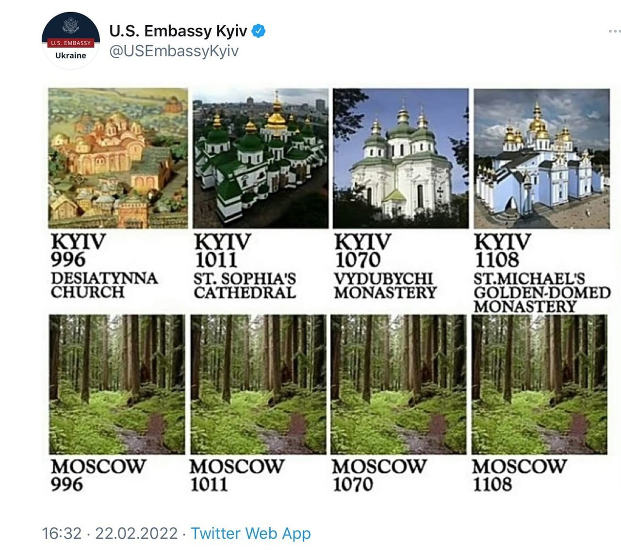 The Embassy of the United States of America in Kiev compared the history of the capital of Ukraine with the history of the capital of Russia in 996-1108 - Kiev, Moscow, Washington, Story, Politics, Repeat