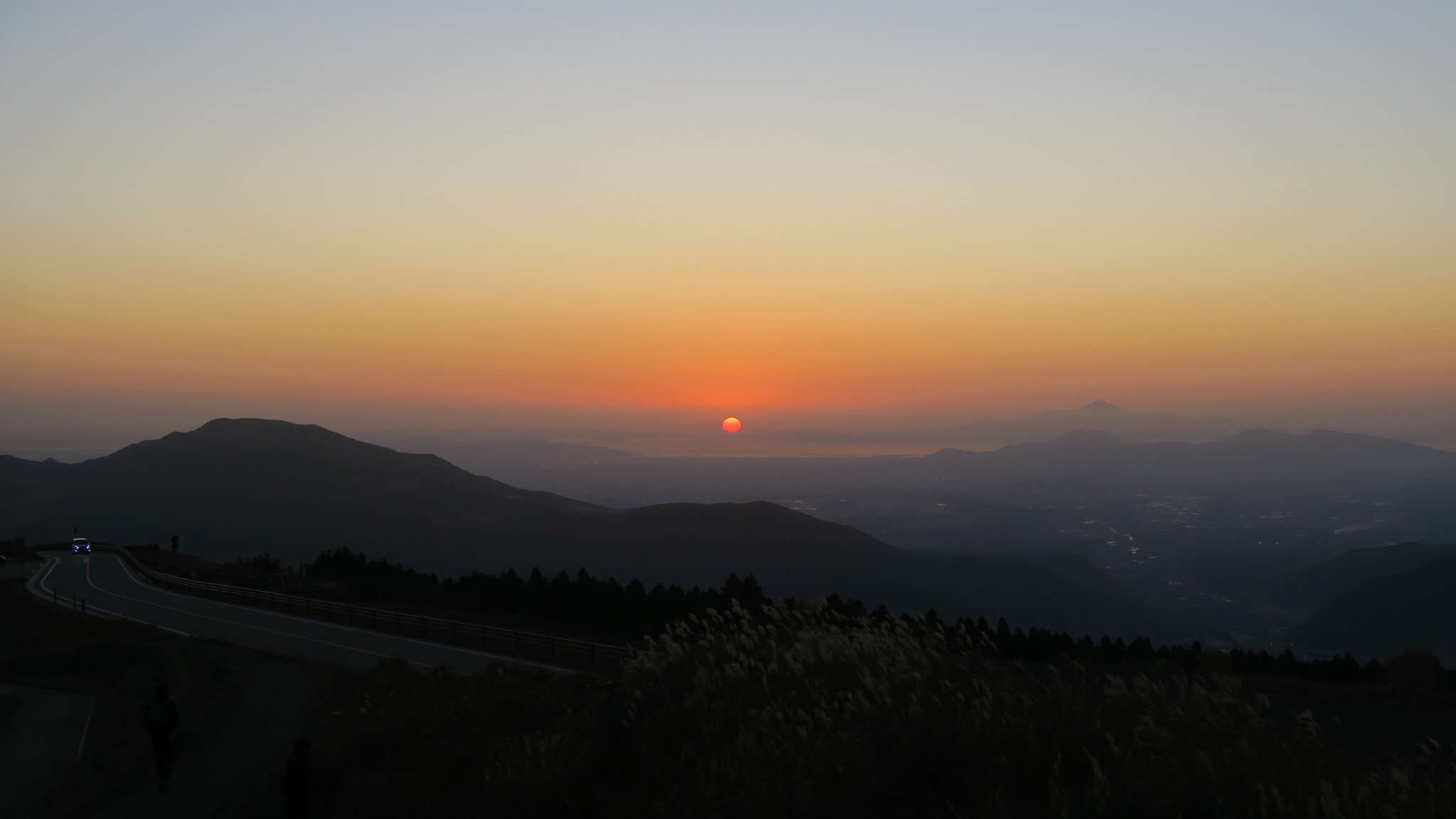 Aso, Japan - My, Japan, Travels, A train, Volcano, Road, Sunset, Landscape, The photo, Longpost, Aso Volcano