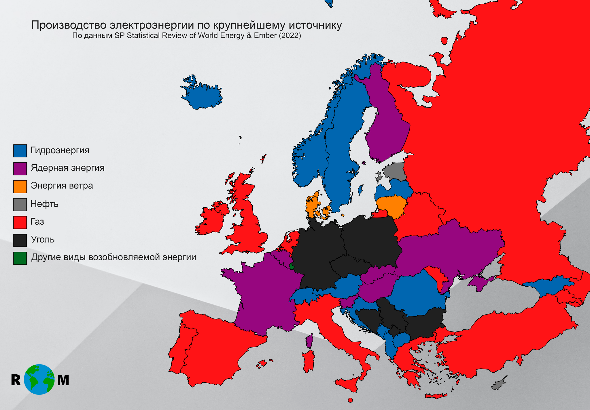 Производство электроэнергии по крупнейшему источнику | Пикабу