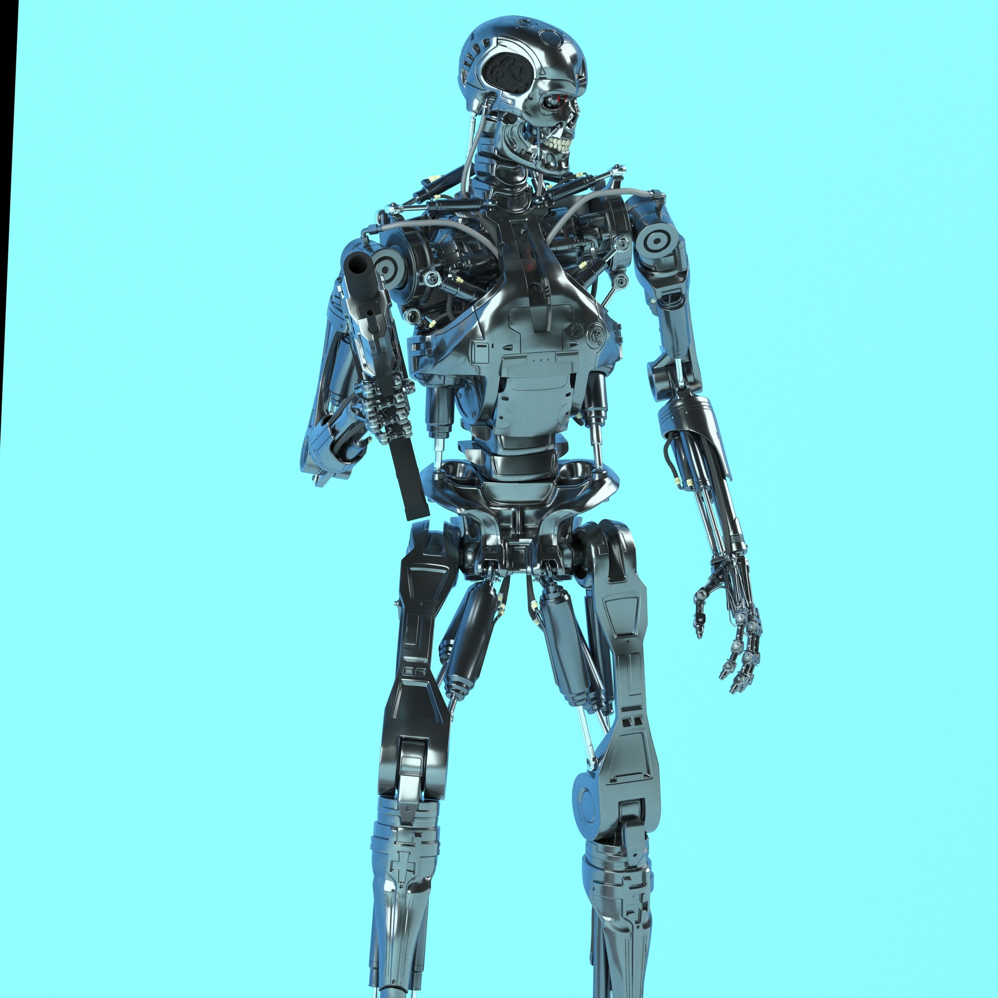 Terminator t-800 3d model V15 - Моё, 3D, 3D моделирование, Киберпанк, Фигурки, Компьютерная графика, Blender, 3D печать, Персонажи, Длиннопост