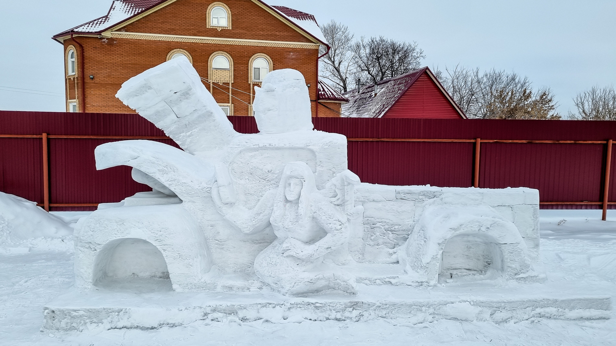 Snow sculpture - My, Sculpture, Winter fun, Creation, Snow figures, Surrealism, Longpost