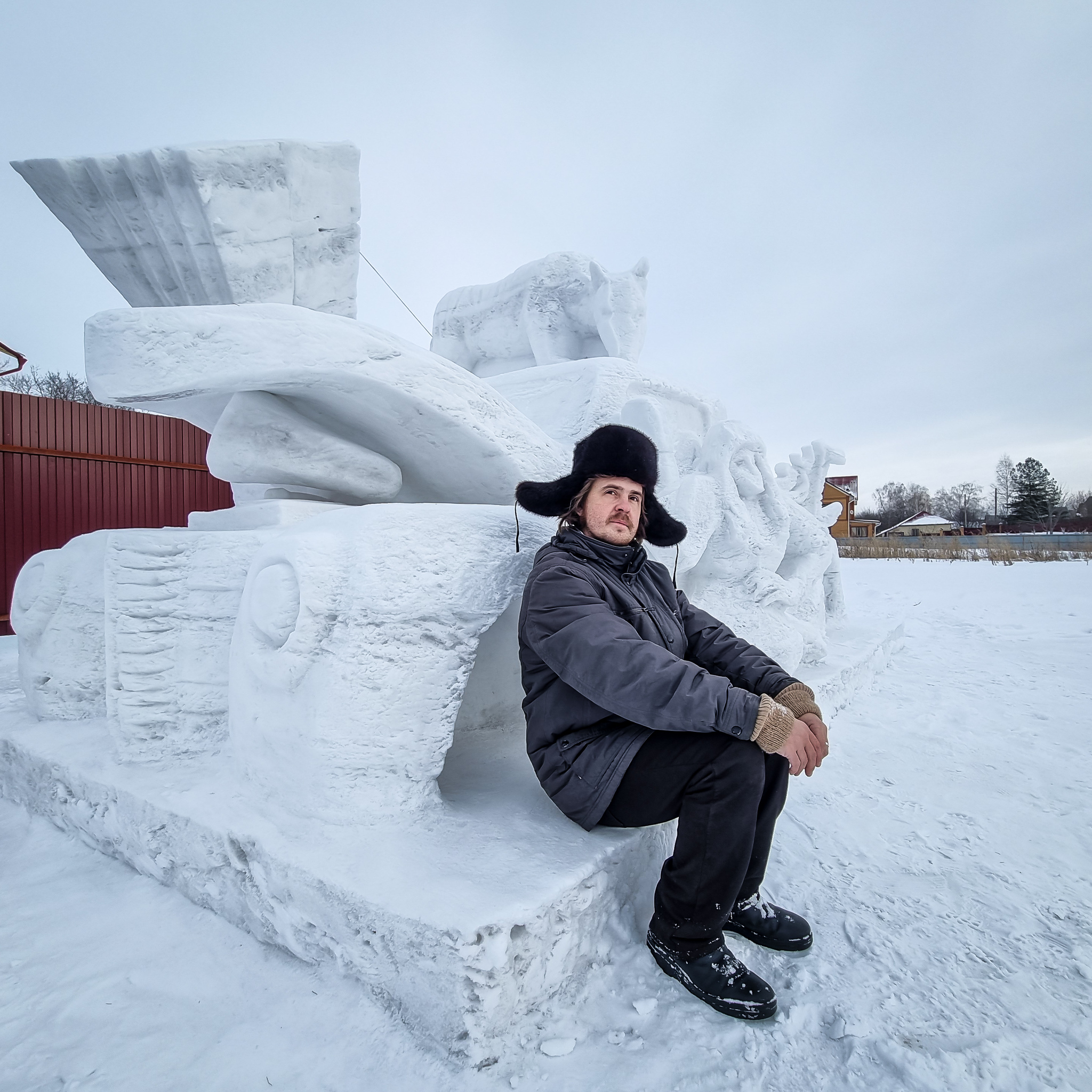 Snow sculpture - My, Sculpture, Winter fun, Creation, Snow figures, Surrealism, Longpost