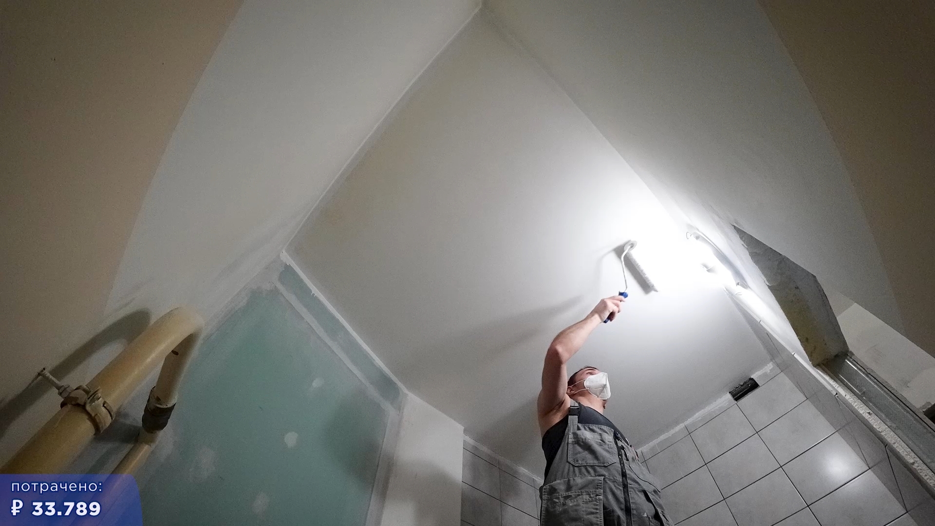 2.2 Bathroom renovation. Tile (Apartment renovation) - My, Longpost, Video, Bathroom renovation, Installation, Repair, With your own hands, Tile