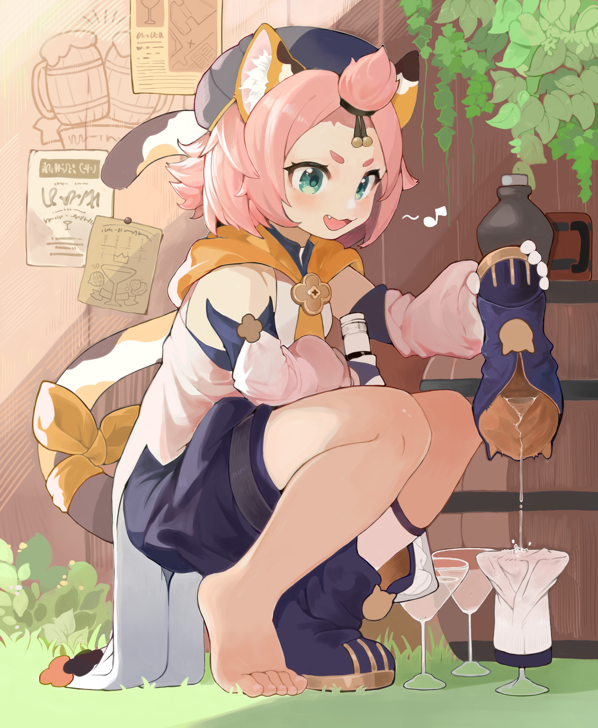 The End of the Wine Industry - Anime, Anime art, Genshin impact, Games, Loli, Diona, Animal ears, Neko