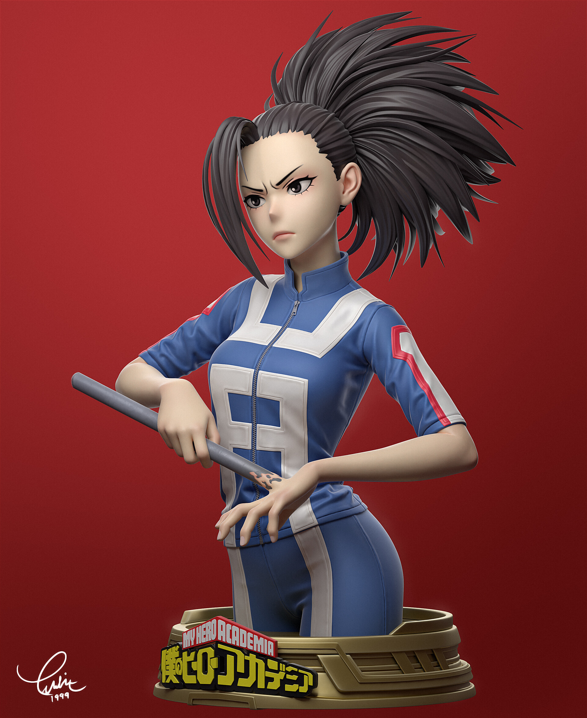 Momo Yaoyorozu - Арт, Аниме, Anime Art, Artstation, Blender, 3D, Boku no Hero Academia, Yaoyorozu Momo, Видео, Длиннопост, Yuditya Afandi