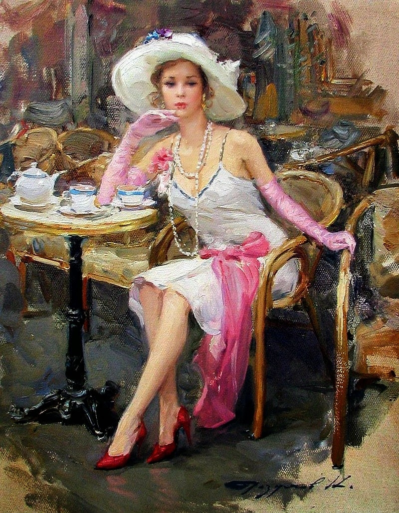 I suggest just enjoying the beauty in the paintings of Konstantin Razumov - Painting, Artist, Girls, Women, Paris, Dog, cat, beauty, Konstantin Razumov, Longpost