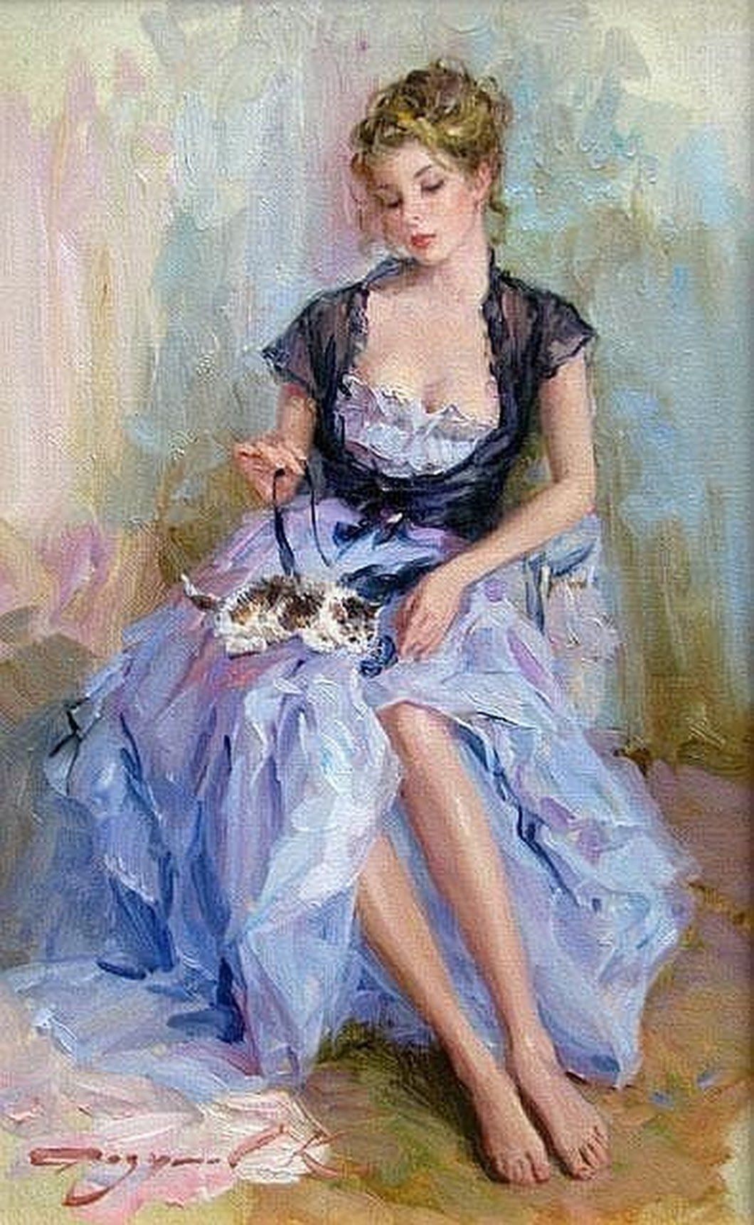 I suggest just enjoying the beauty in the paintings of Konstantin Razumov - Painting, Artist, Girls, Women, Paris, Dog, cat, beauty, Konstantin Razumov, Longpost