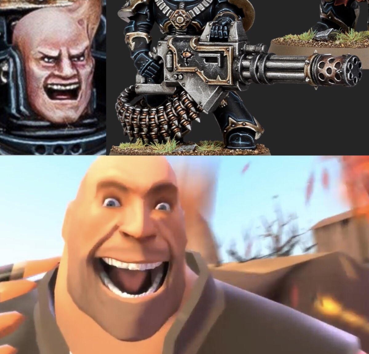 All machine gunners are the same - Warhammer 40k, Team Fortress 2