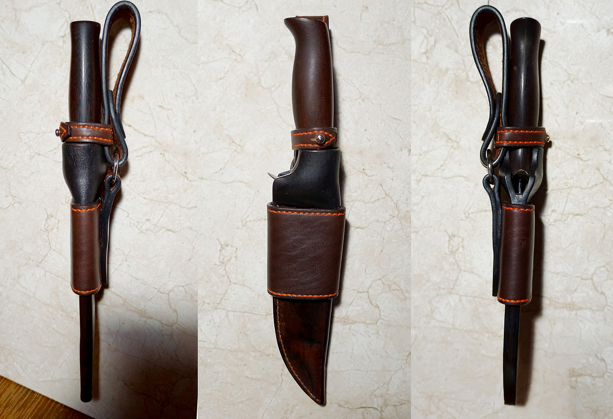 Sheath with suspension - My, Handmade, Needlework, Rukozhop, Leather products, Longpost, Needlework with process, Sheath, Knife