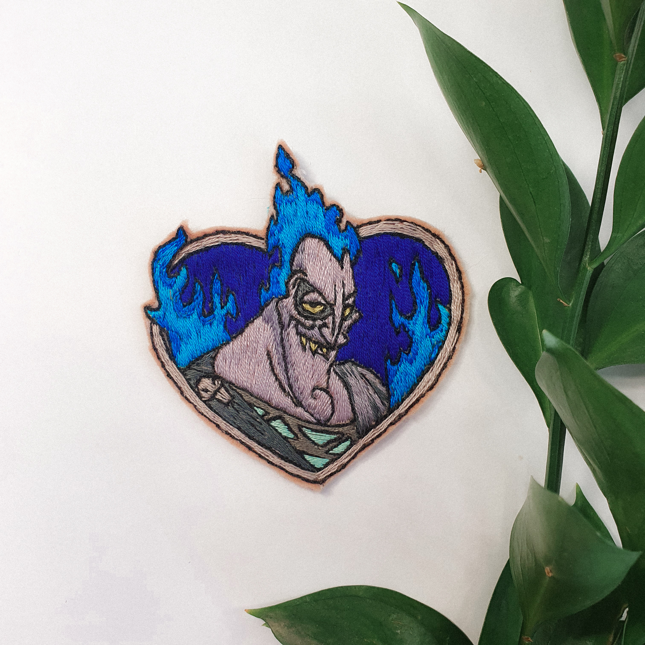 Disney character embroidery - My, Embroidery, Needlework, Handmade, Stripe, Satin stitch embroidery, Walt disney company, Hades, Needlework without process, Order, Idea, Creation, Longpost