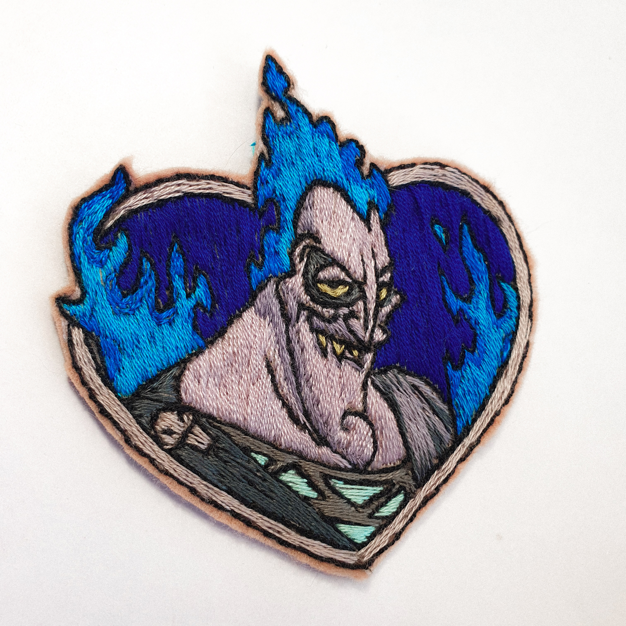 Disney character embroidery - My, Embroidery, Needlework, Handmade, Stripe, Satin stitch embroidery, Walt disney company, Hades, Needlework without process, Order, Idea, Creation, Longpost