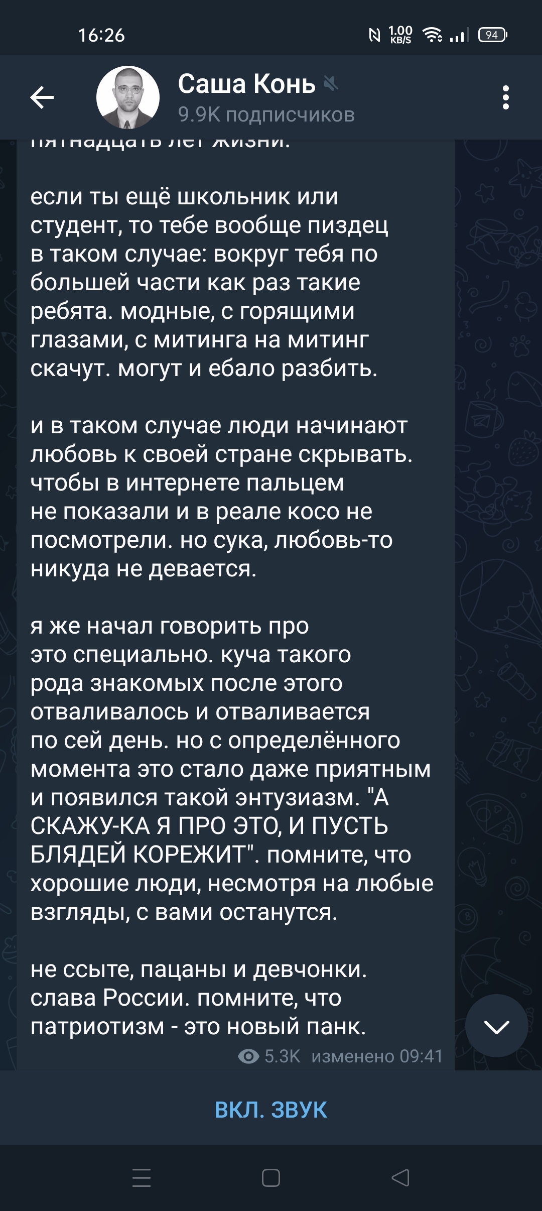 Саша Конь прекрасен как всегда - Саша конь, Патриотизм, Длиннопост, Политика, Мат