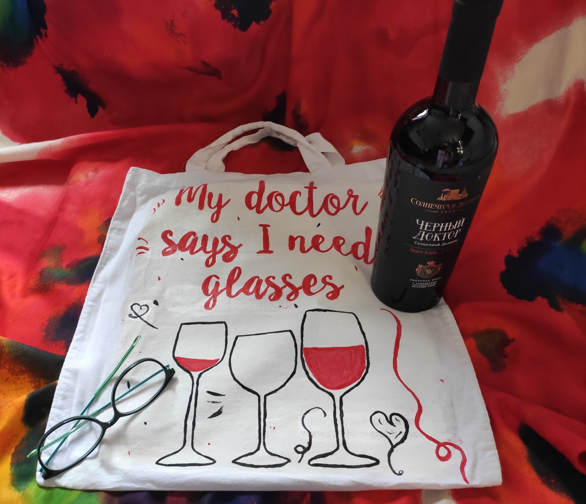 An attempt to compensate for the unoriginality of the gift with the exclusivity of the packaging - My, Wine, Doctors, Longpost, Needlework without process, 