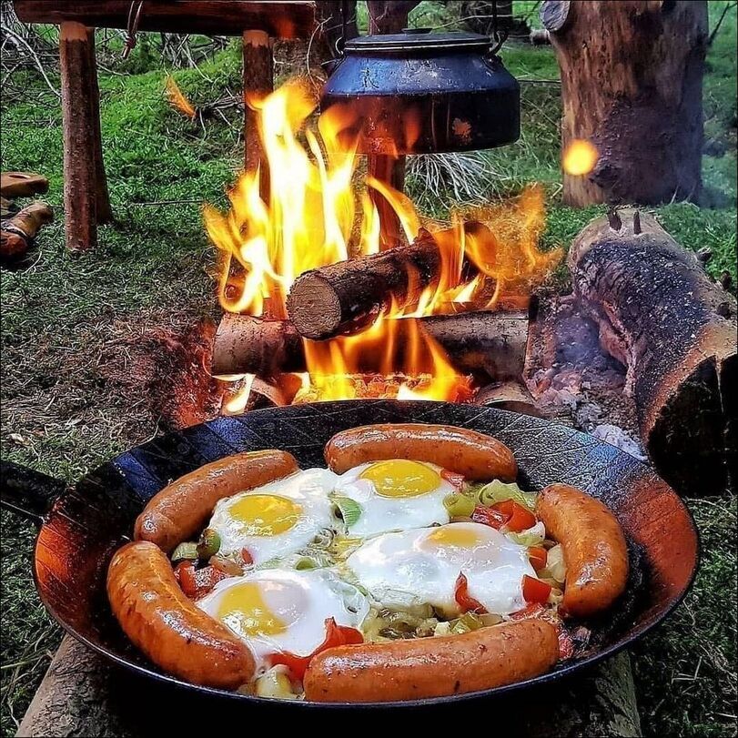 Summer breakfast :) - Sausages, Yummy, Food, Omelette, 