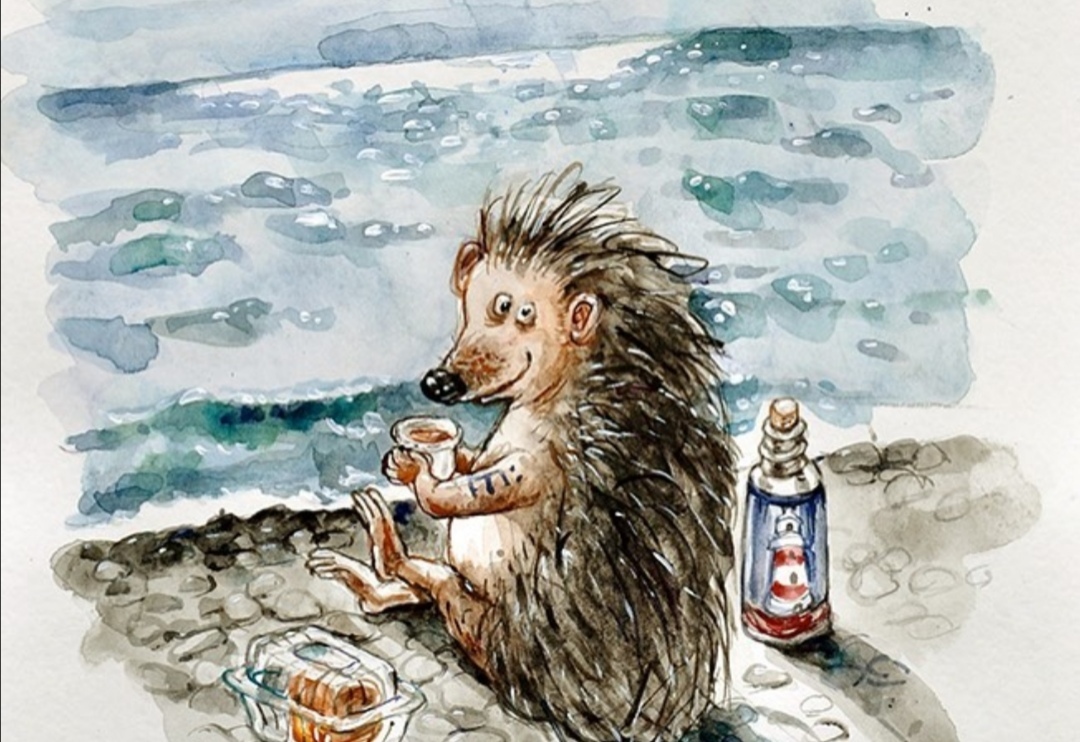 Hedgehogs - Hedgehog, Painting, Antistress, Longpost, 