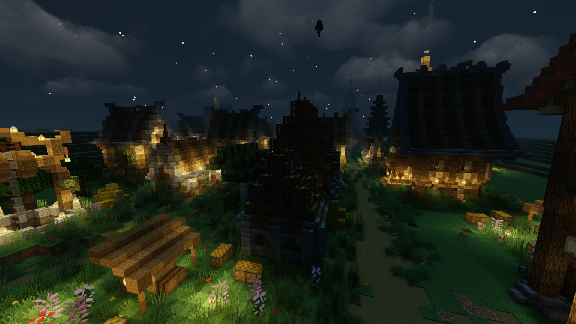 Beautiful views of my city - My, Minecraft, 18 century, Village, Night, The photo, Longpost, 
