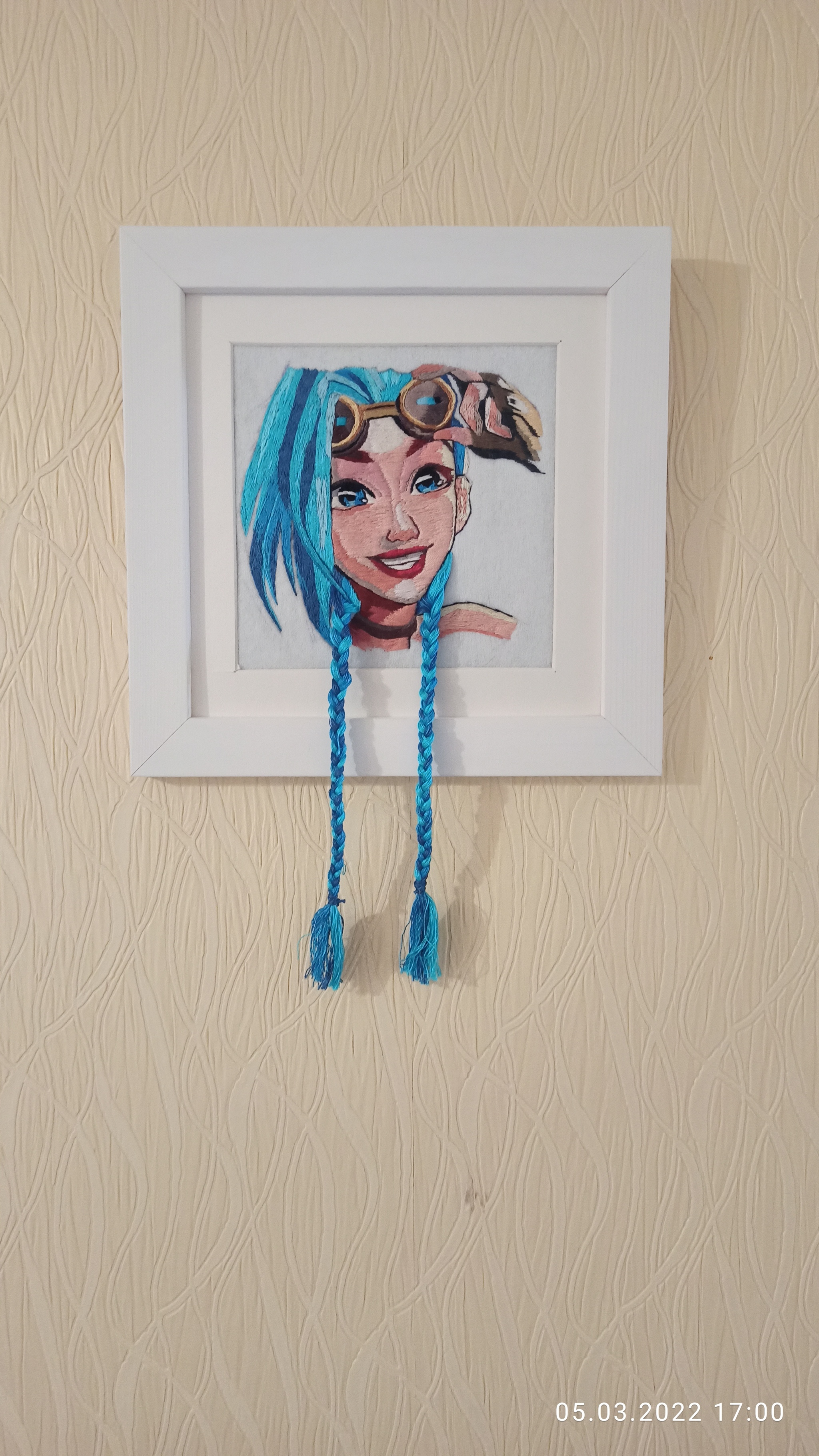 Response to the post My favorite embroidery. Jinx of Arcane - My, Embroidery, Needlework, Handmade, Needlework without process, Jinx, Arcane, League of legends, Netflix, Anime, Satin stitch embroidery, Smooth, Art, Games, Gamers, Gamer Girls, Creation, Game art, Riot games, Reply to post, Longpost, 
