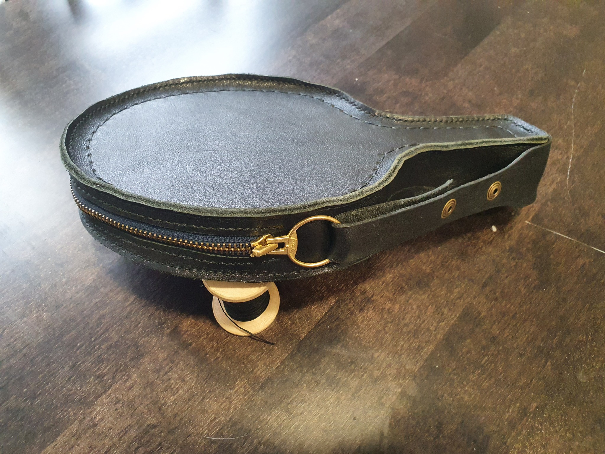 Case for racket for table tennis with your own hands - My, Needlework with process, Table tennis, Natural leather, Leather products, Longpost