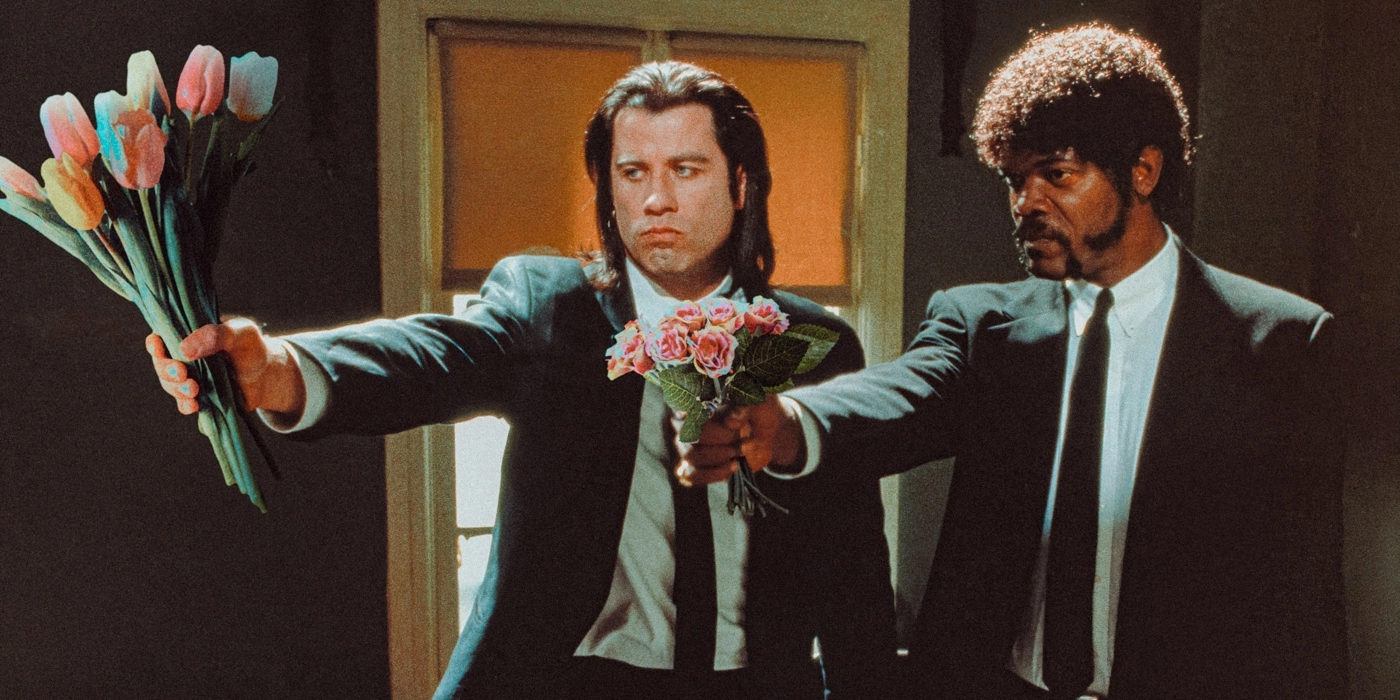 Happy March 8th mazafaka! - March 8, Holidays, Pulp Fiction, Actors and actresses, Flowers, John Travolta, Samuel L Jackson, Photoshop, 