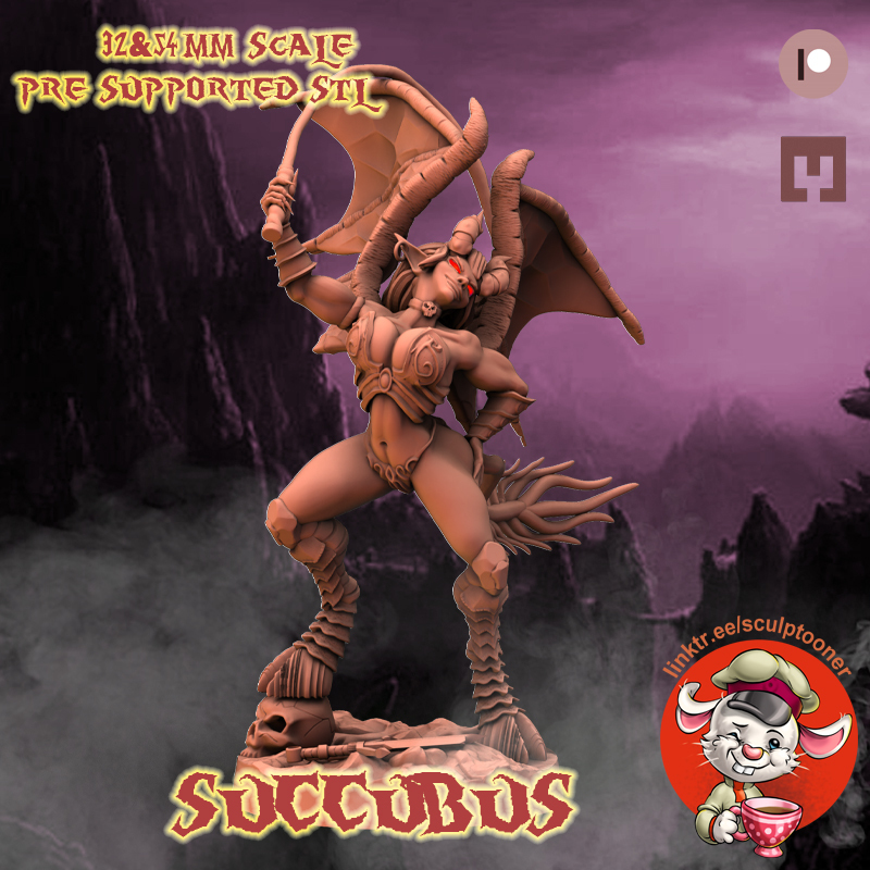 Succubus - miniature for 3D printing - My, Dungeons & dragons, Painting miniatures, 3D печать, World of warcraft, Warcraft, Miniature, Blizzard, Figurines, Craft, 3D modeling, Longpost, 