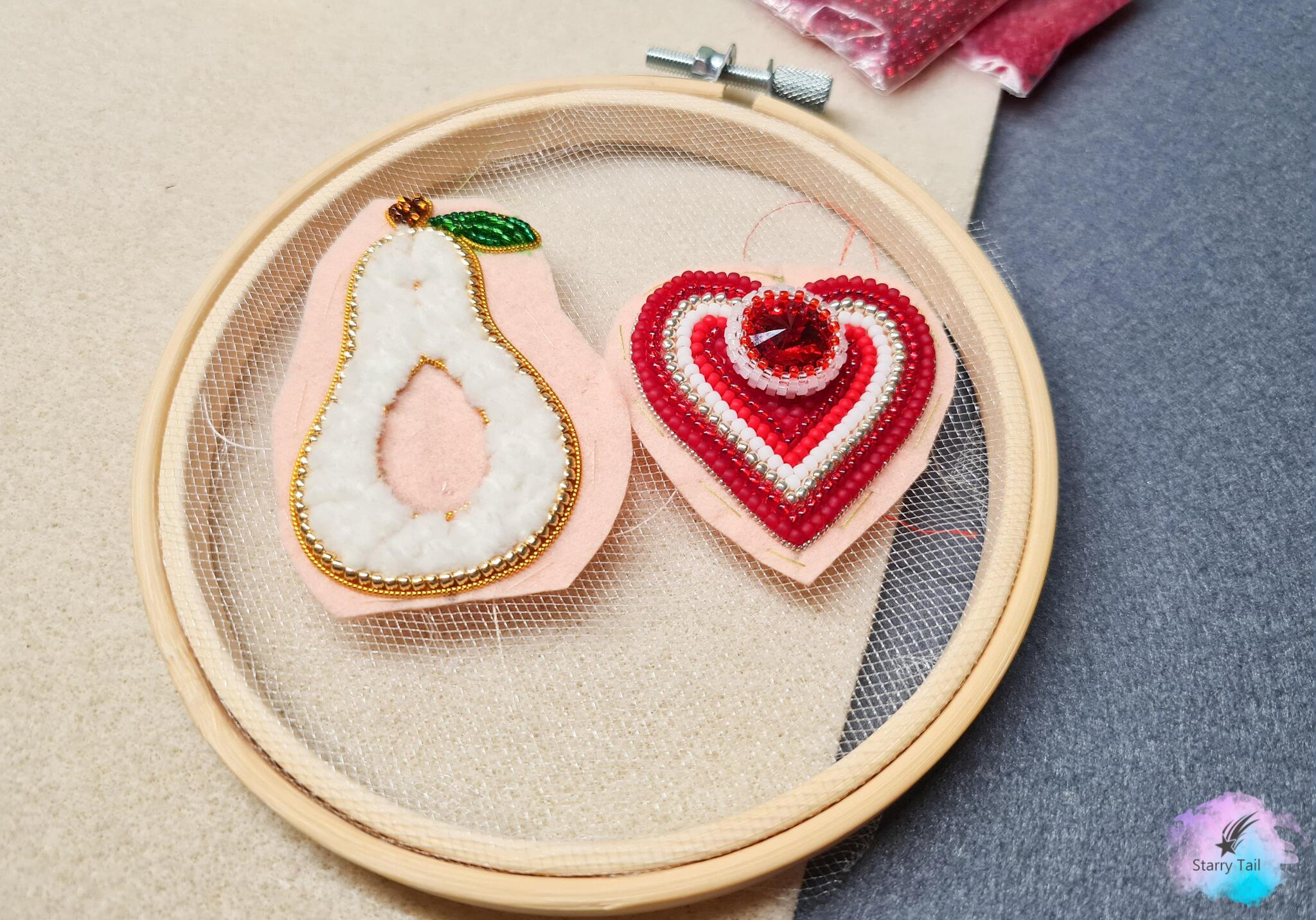 Brooch Heart or how I embroidered a charming brooch - My, Beads, Beadwork, Brooch, Needlework with process, Friday tag is mine, Longpost, 