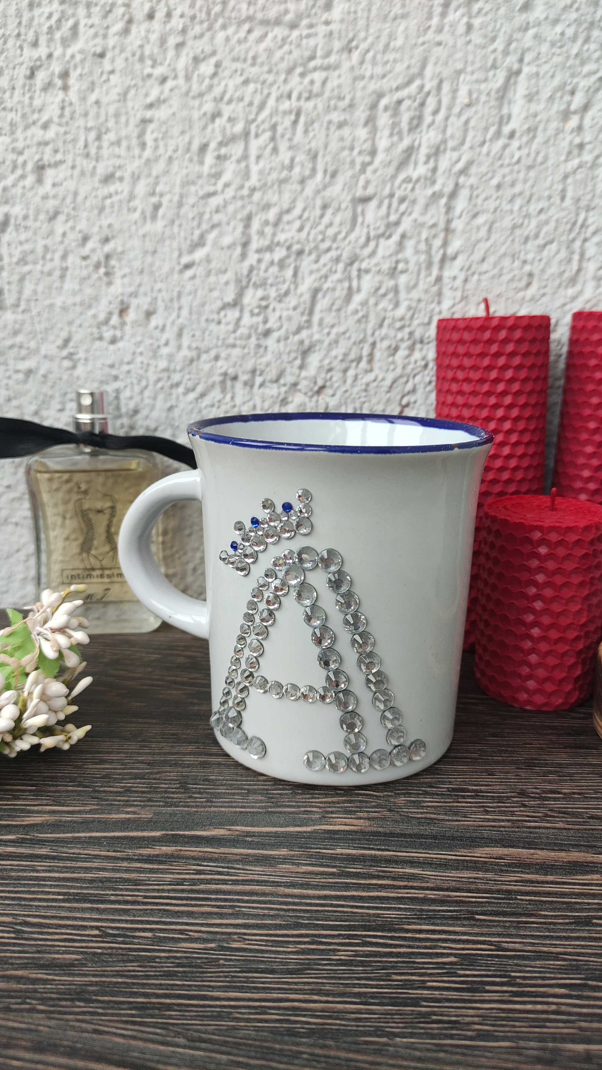 Rhinestone mugs - My, Mug with decor, Handmade, Rhinestones, Longpost, 