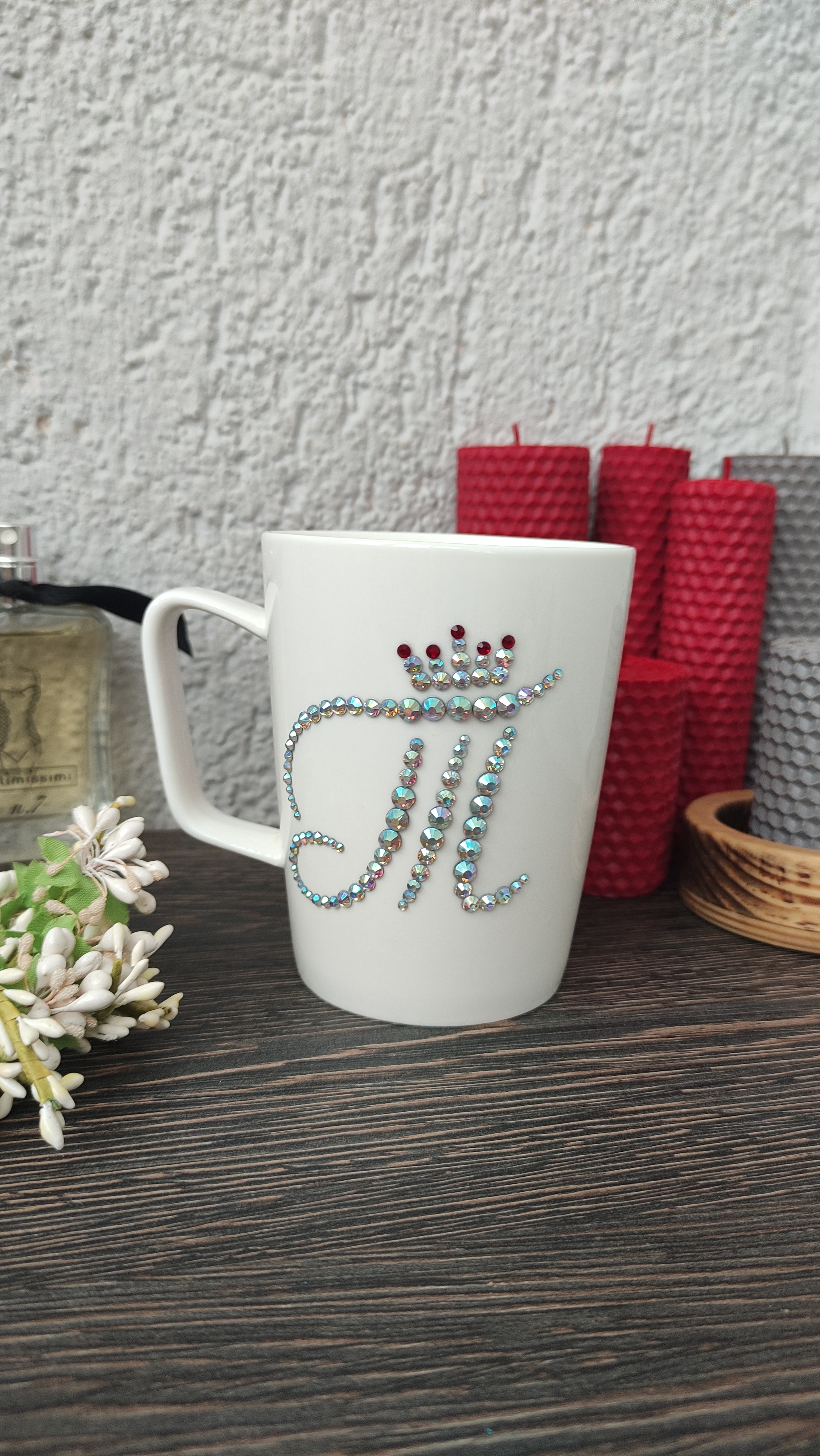 Rhinestone mugs - My, Mug with decor, Handmade, Rhinestones, Longpost, 