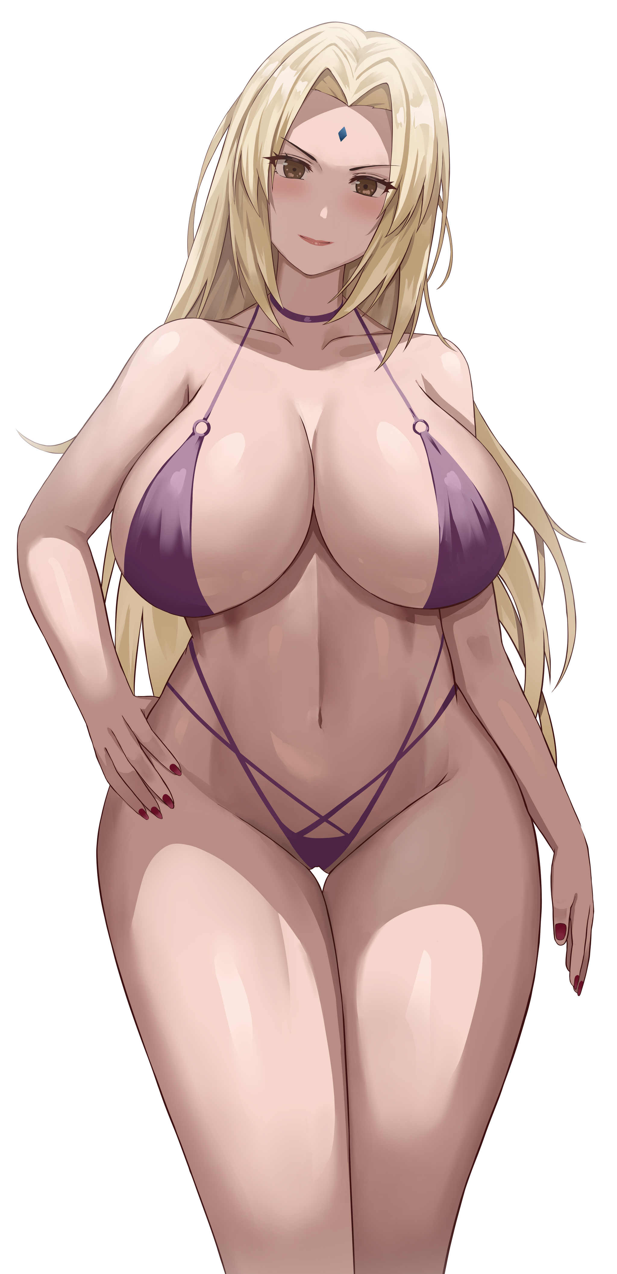 Tsunade - NSFW, Anime, Anime art, Art, Hand-drawn erotica, Naruto, Tsunade, Swimsuit, Boobs, Longpost, 