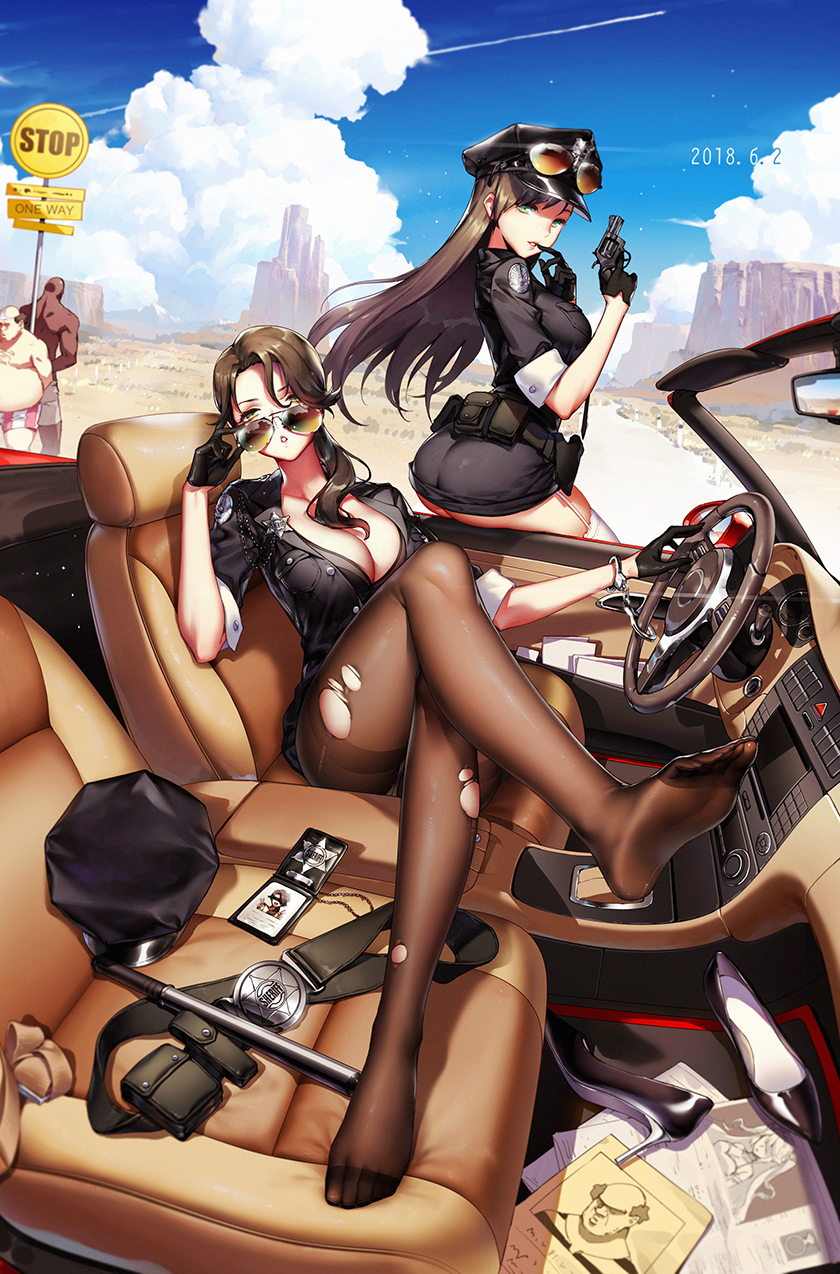 Azur Lane art - NSFW, Girls, Anime, Anime art, Tights, US police, Azur lane, Stockings, Legs, 