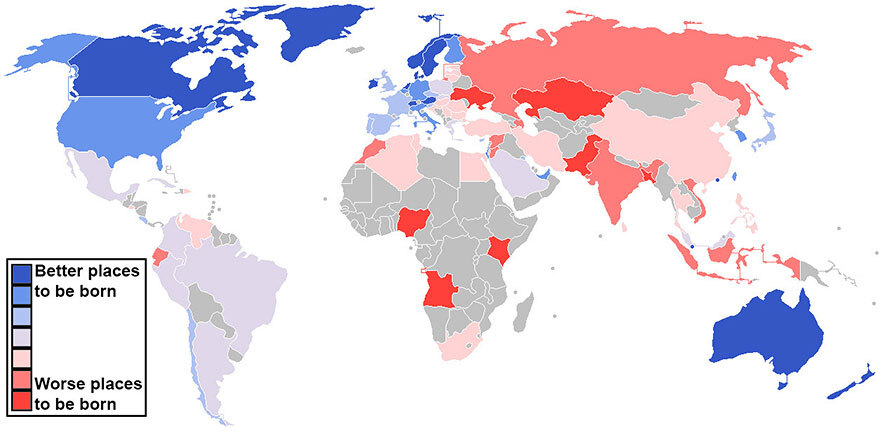 Map of countries where it is better to be born - Cards, Country, Infographics, 