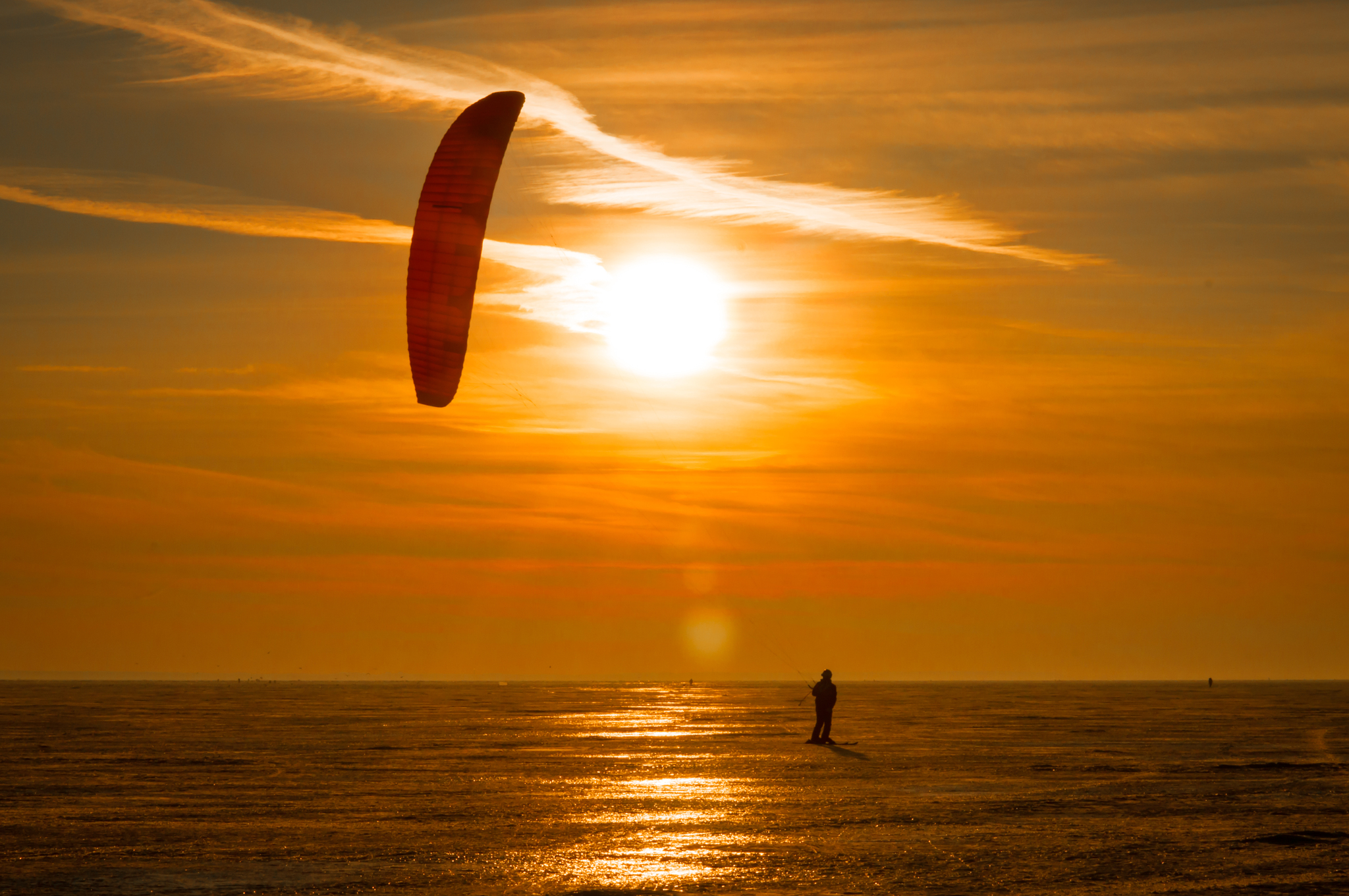 Kite at sunset - My, Sunset, Kronstadt, Kitesurfing, The photo, Spring, 