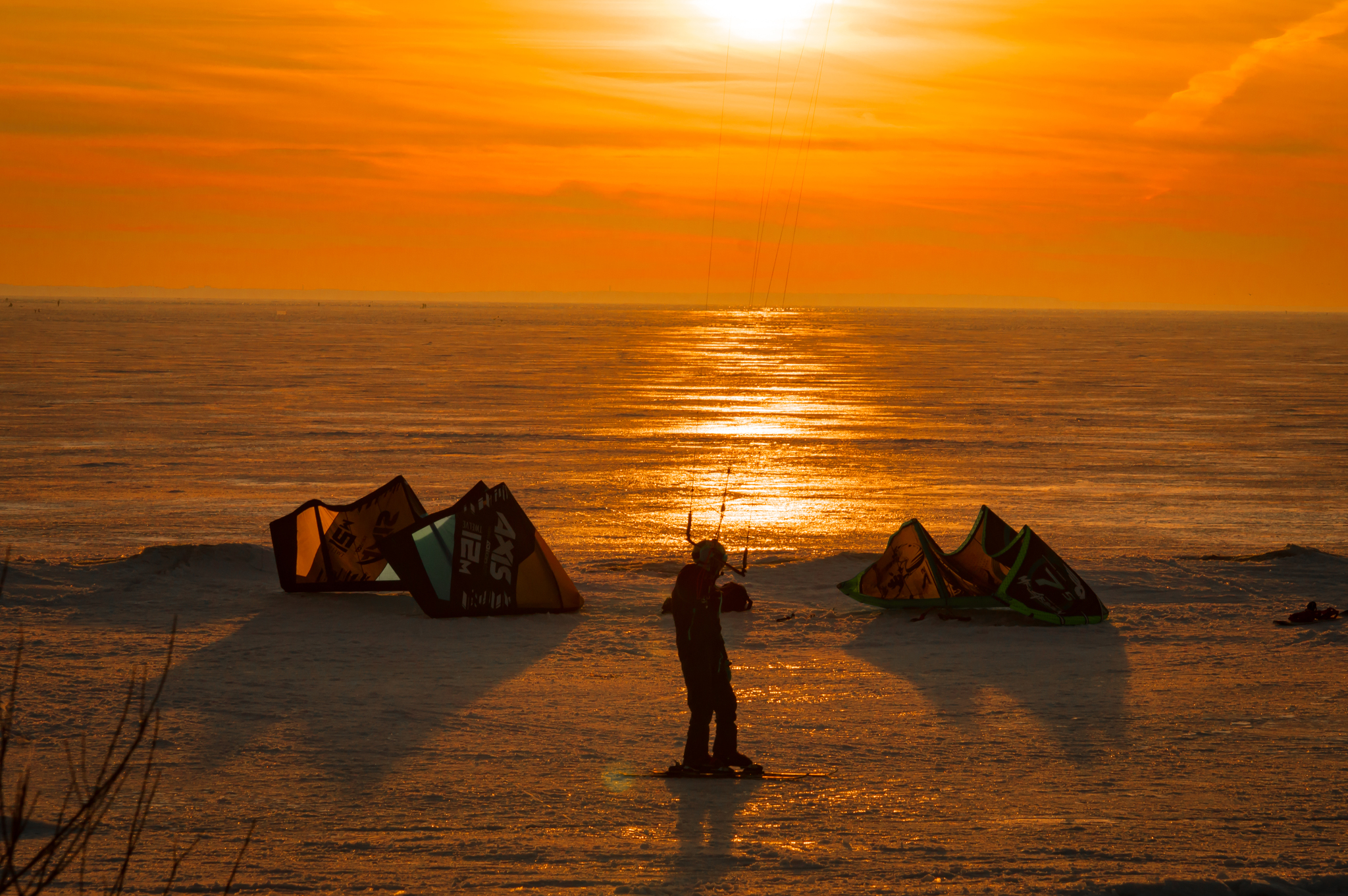 Kite at sunset - My, Sunset, Kronstadt, Kitesurfing, The photo, Spring, 