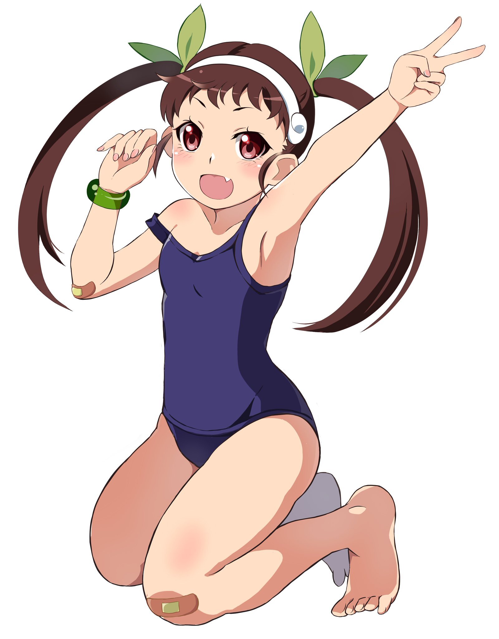 Carefree time) - Anime, Anime art, Art, Girls, Loli, Hachikuji Mayoi, Monogatari series, Msmrdaaaaa, Swimsuit, Longpost, 