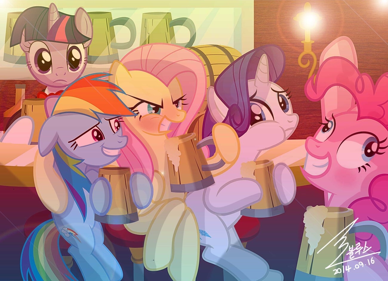 Horses after work - Art, My little pony, PonyArt, Mane 6, 0bluse