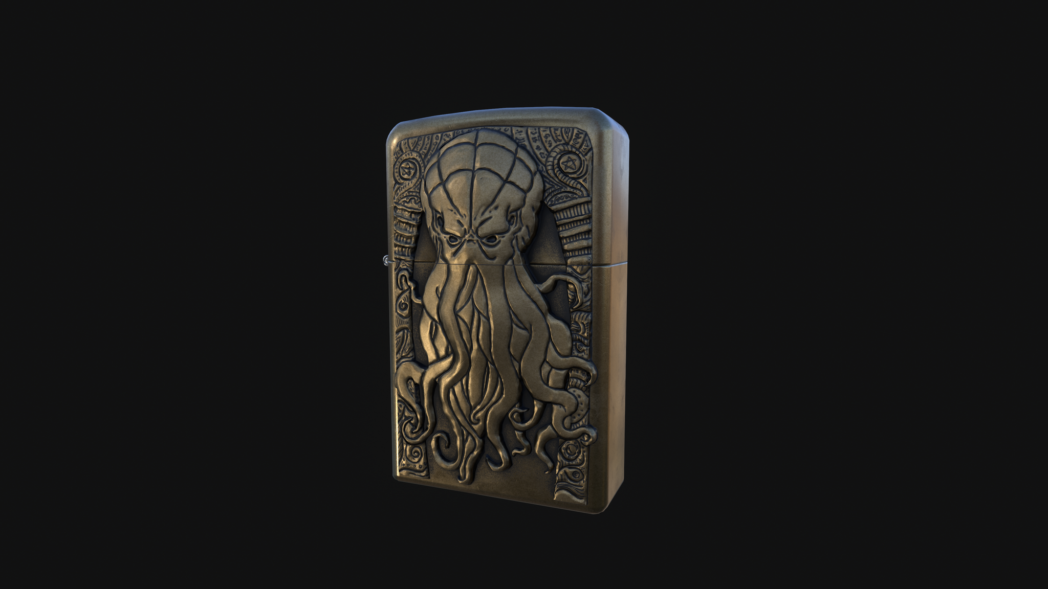 Petrol lighter Gate of Cthulhu - My, Blender, 3D, Gamedev, Zippo, Longpost