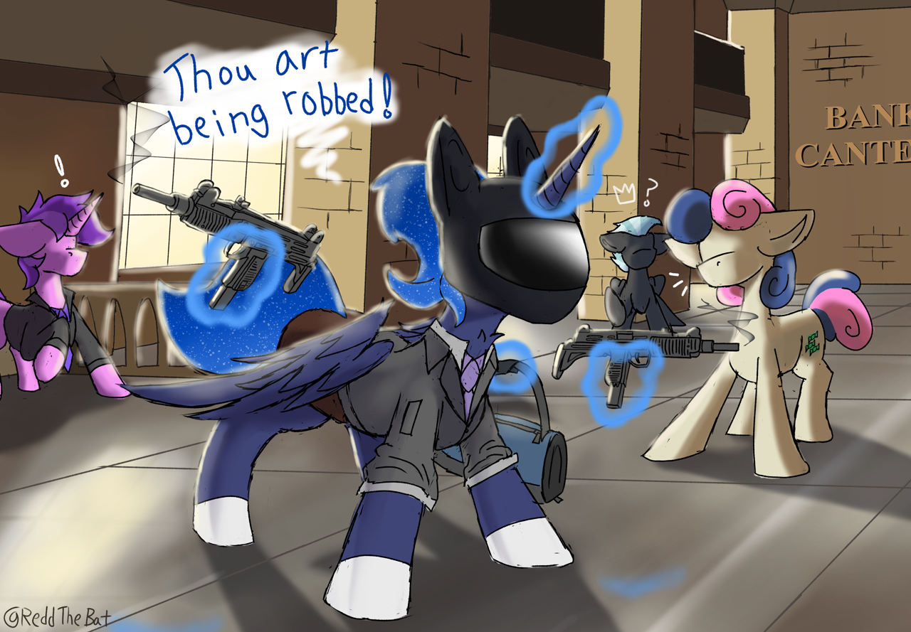 All on the floor! It's a robbery! - My little pony, Princess luna, Bon bon, Thunderlane, Amethyst Star