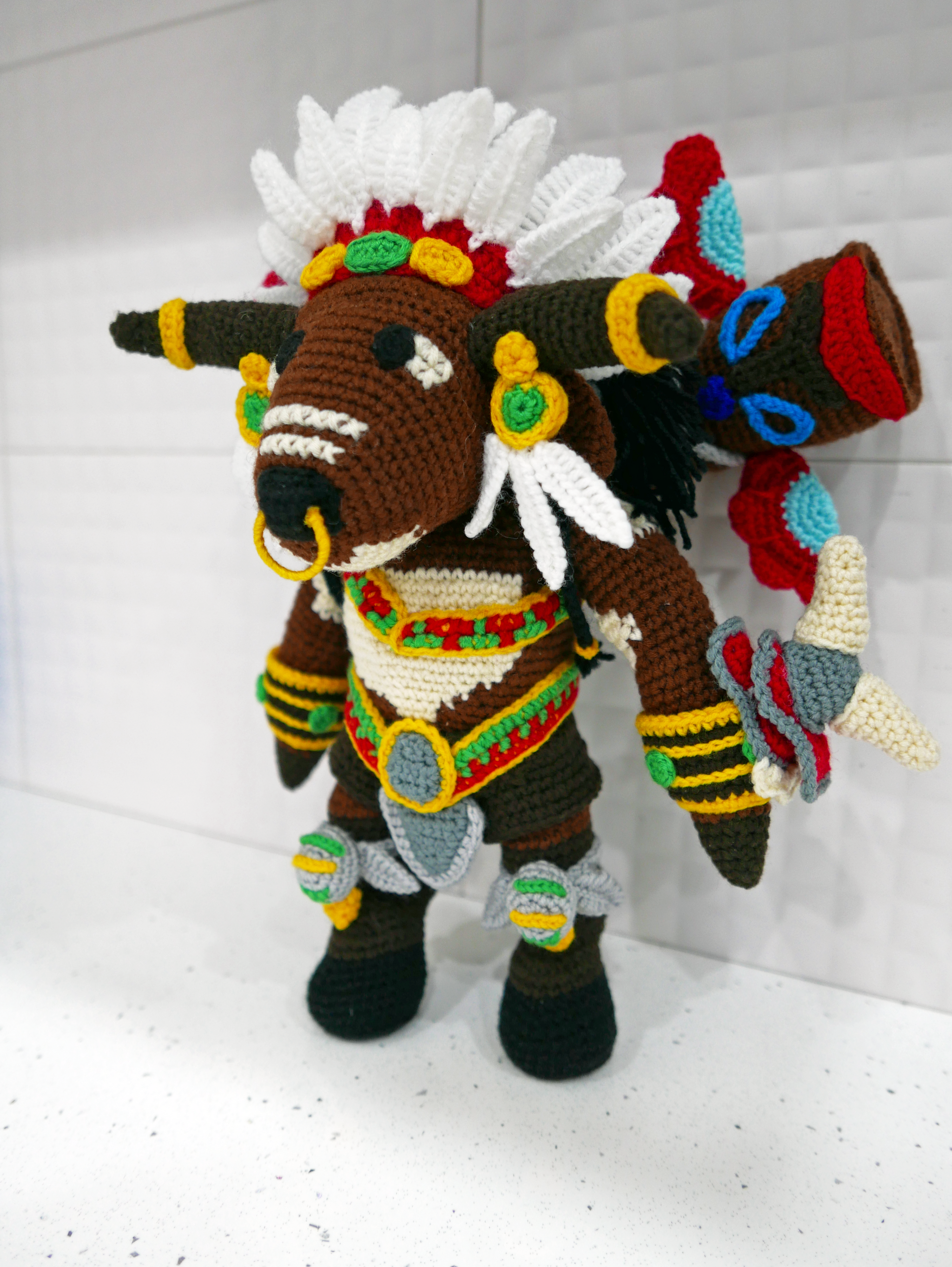 Baine Bloodhoof - My, Amigurumi, Crochet, Knitted toys, Needlework without process, World of warcraft, Bain Bloody Hoof, Tauren, Longpost, 