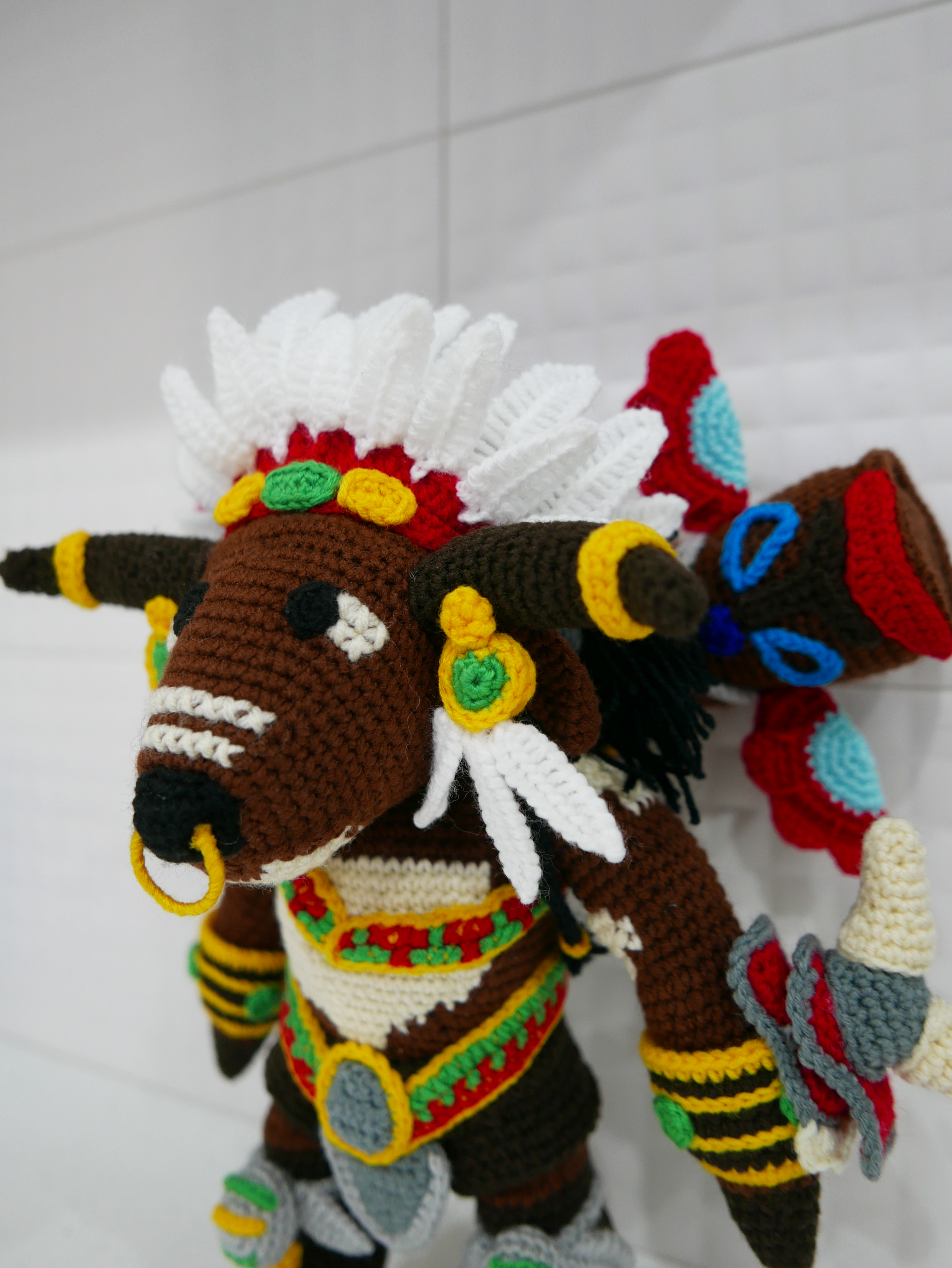 Baine Bloodhoof - My, Amigurumi, Crochet, Knitted toys, Needlework without process, World of warcraft, Bain Bloody Hoof, Tauren, Longpost, 