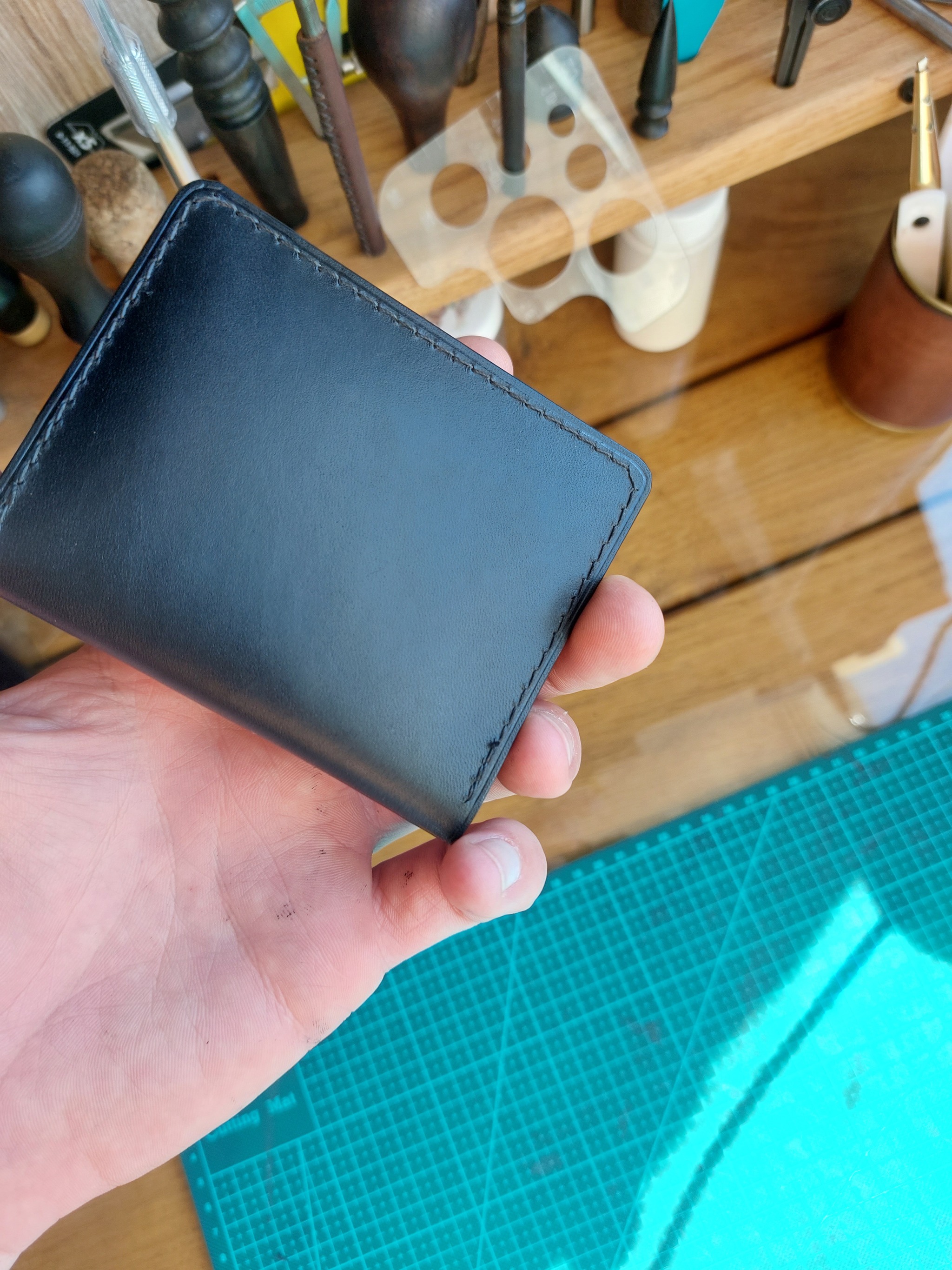 Compact card holder - Cardholder, Hand seam, Handmade, With your own hands, Natural leather, Longpost, 