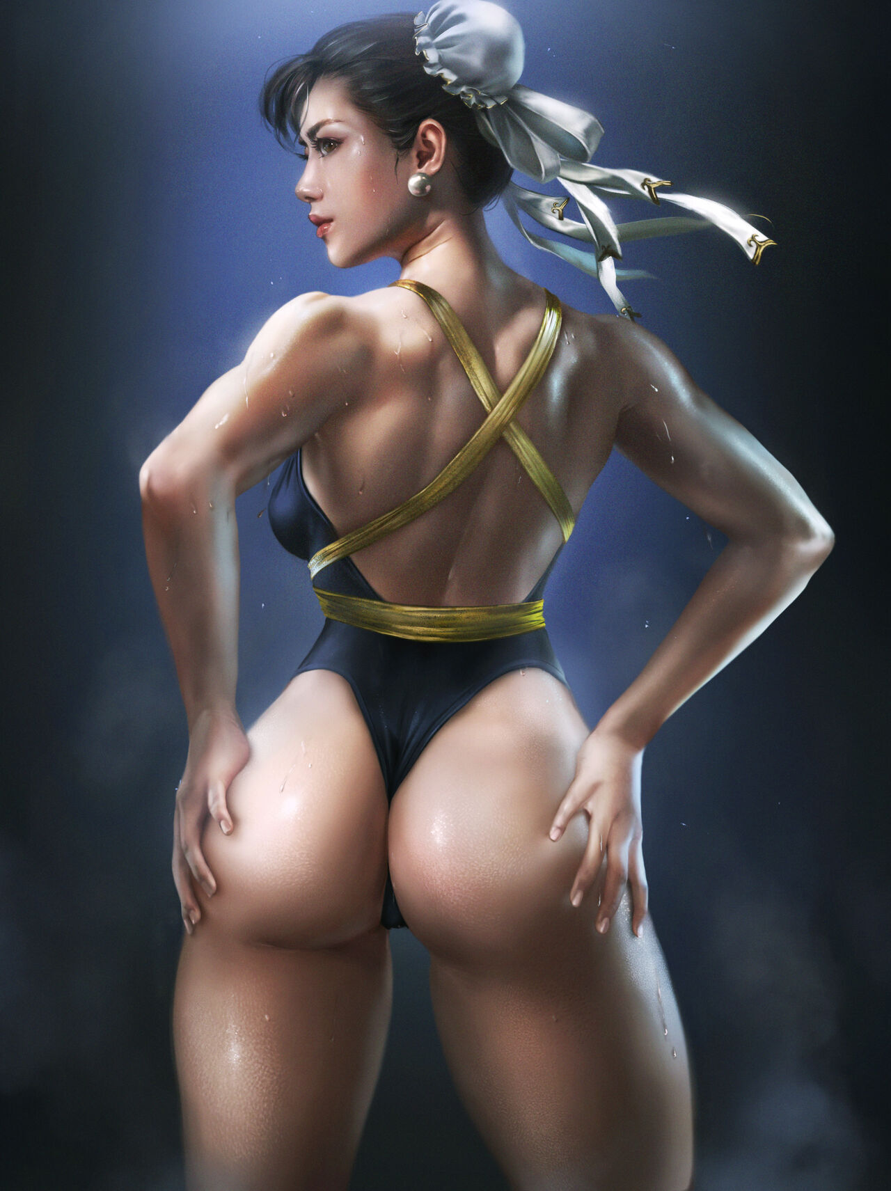 Chun-Li (дополнение) - NSFW, Арт, Рисунок, Street Fighter, Chun-Li, Девушки, Эротика, Рисованная эротика, Game Art, Фитнес-Бикини, Купальник, Попа, Вспотела, Вид сзади, Крепкая девушка, Logan Cure, Длиннопост, 