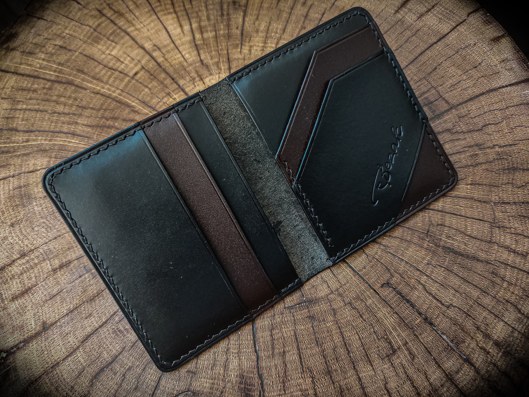 Compact card holder - Cardholder, Hand seam, Handmade, With your own hands, Natural leather, Longpost, 