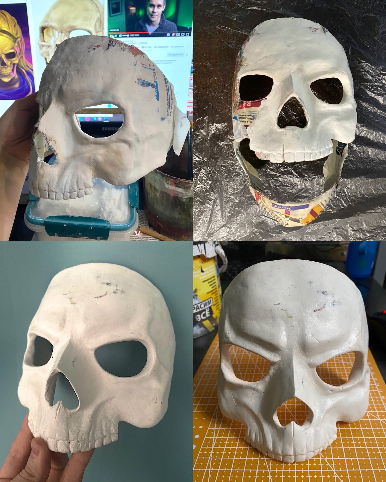 Как сделать маску в виде скелета на хэллоуин из бумаги своими руками