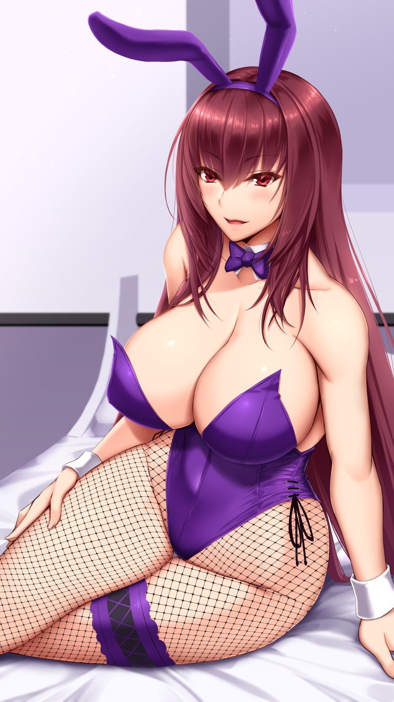 Scathach - NSFW, Shuugetsu Karasu, Anime, Anime art, Art, Hand-drawn erotica, Games, Fate, Fate grand order, Scathach, Bunnysuit, Megane, Swimsuit, Boobs, Booty, Longpost, , Scathach Assassin