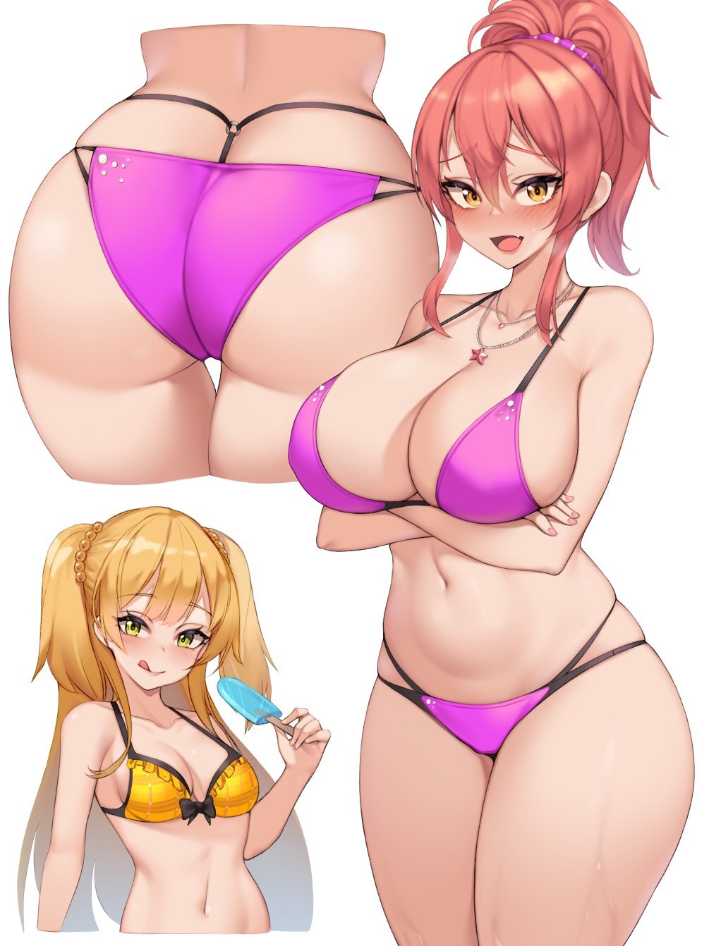 Swimsuit - NSFW, Anime, Anime art, Art, Hand-drawn erotica, The idolmaster, Jougasaki mika, Jougasaki Rika, Swimsuit, 