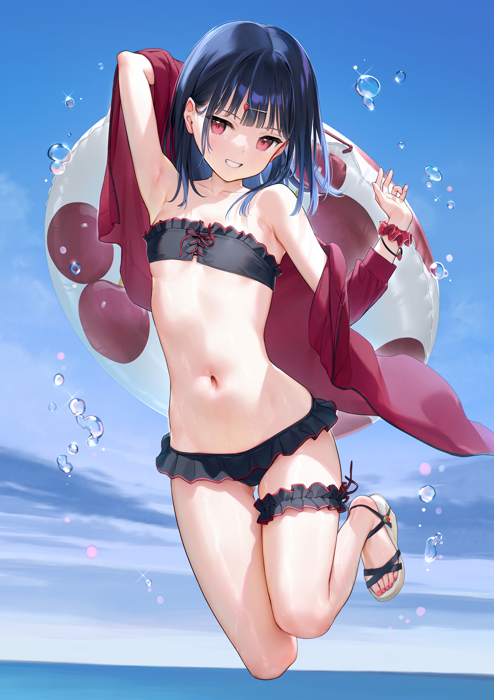 smile ) - NSFW, Anime art, Anime, Art, Girls, Swimsuit, Anime original, Original character, Longpost, 