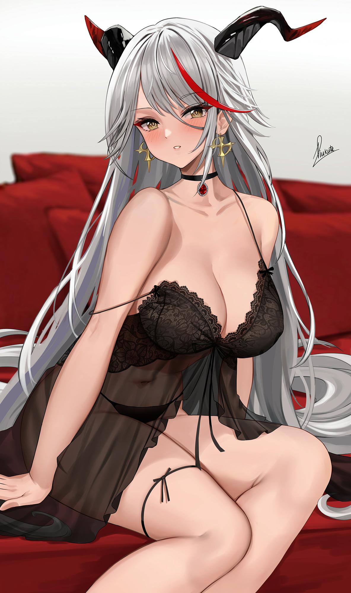 Aegir - NSFW, Аниме, Anime Art, Azur Lane, Aegir, Нижнее белье, Сиськи, Панцу, Чокер, Рисованная эротика, Эротика, 