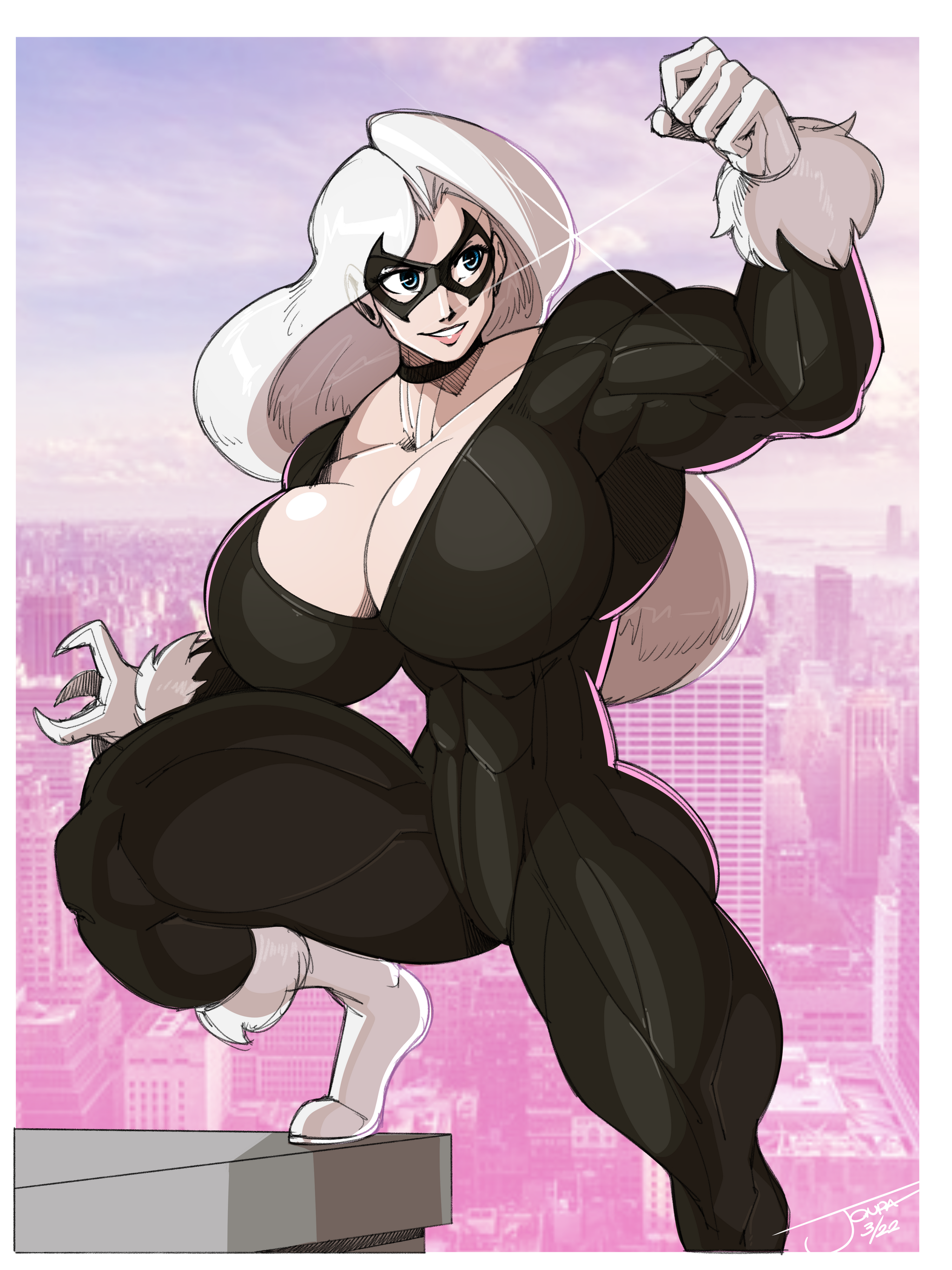 Beefcake Kitty - Jonpadraws, Muscleart, Strong girl, Marvel, Black cat, Art, Boobs, Girls, 