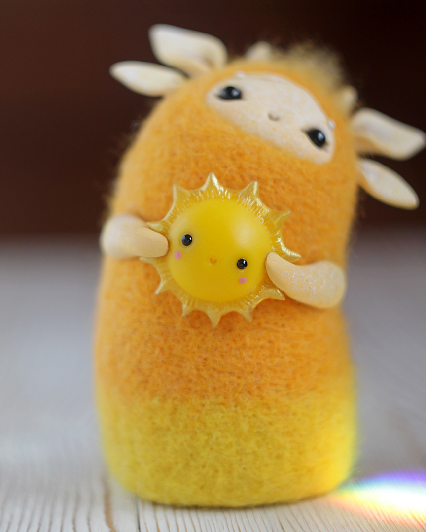 The sun in the hands - My, Needlework without process, Polymer clay, Dry felting, Longpost, 